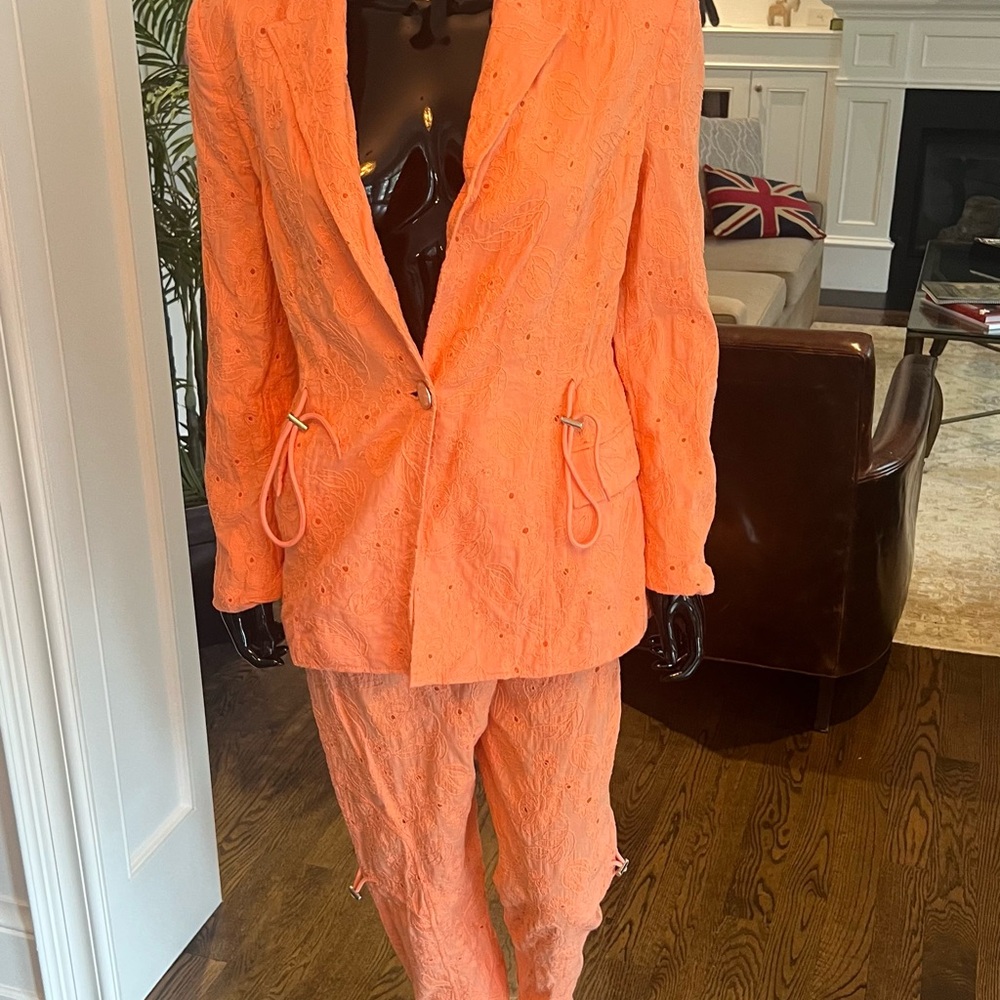 Vibrant Orange Textured Suit Set